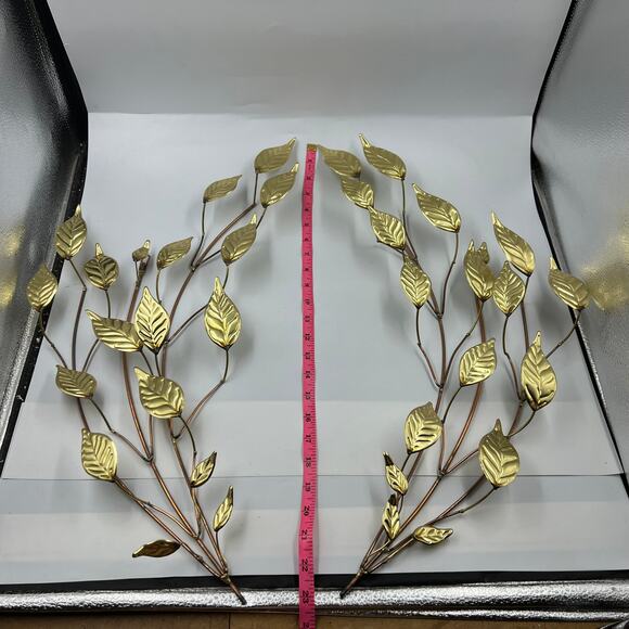 Vintage Metal Thin Hammered Gold Tone Leaves & Branches MCM Wall Hanging - Picture 8 of 10